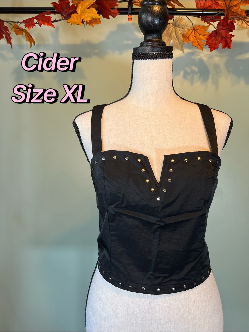 Cider Black Studded Crop Top Size XL